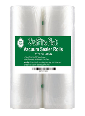 O2frepak vacuum sealer bags roll 11x50, 100ft total, ideal for long-term storage