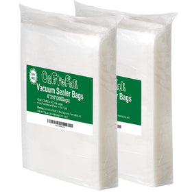 O2frepak precut vacuum bags showing 6x10 pint size for easy portioning