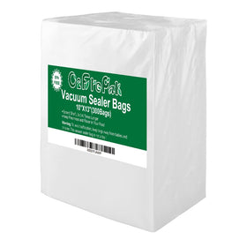 O2frepak vacuum bags 10x13 front view with embossed channels for stronger suction.