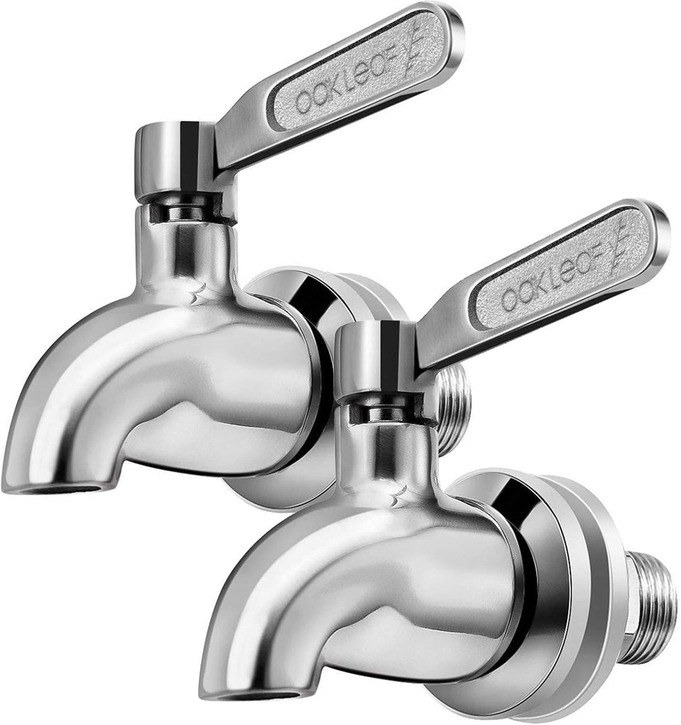Oak Leaf replacement spigot for beverage dispenser with universal fit and secure seal.