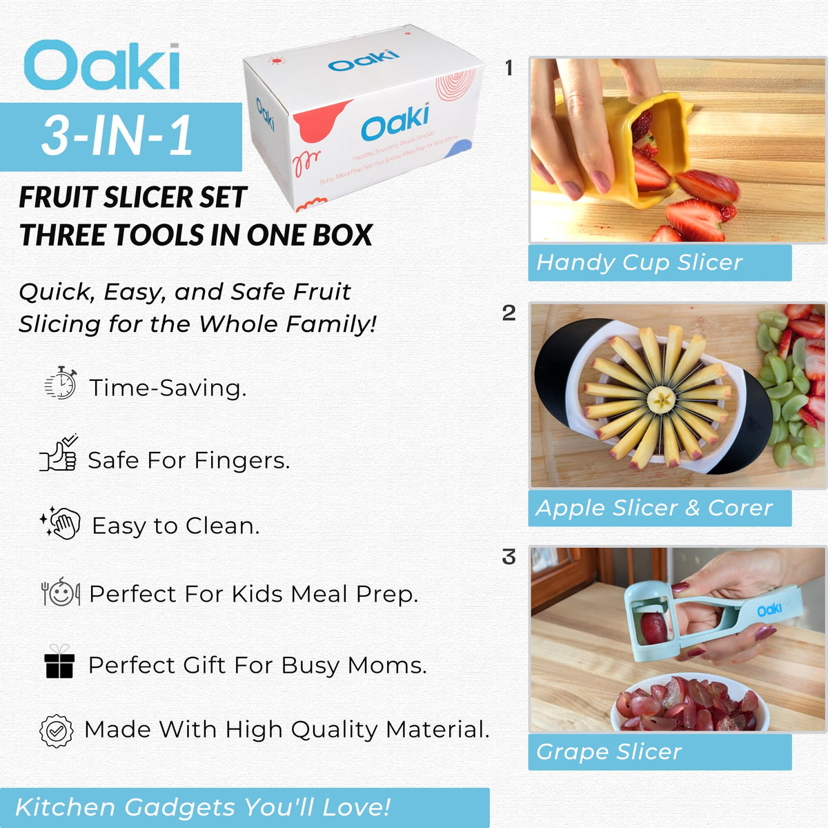 Oaki Bitty Bites Apple Slicer & Core for fast apple halves and even pieces.