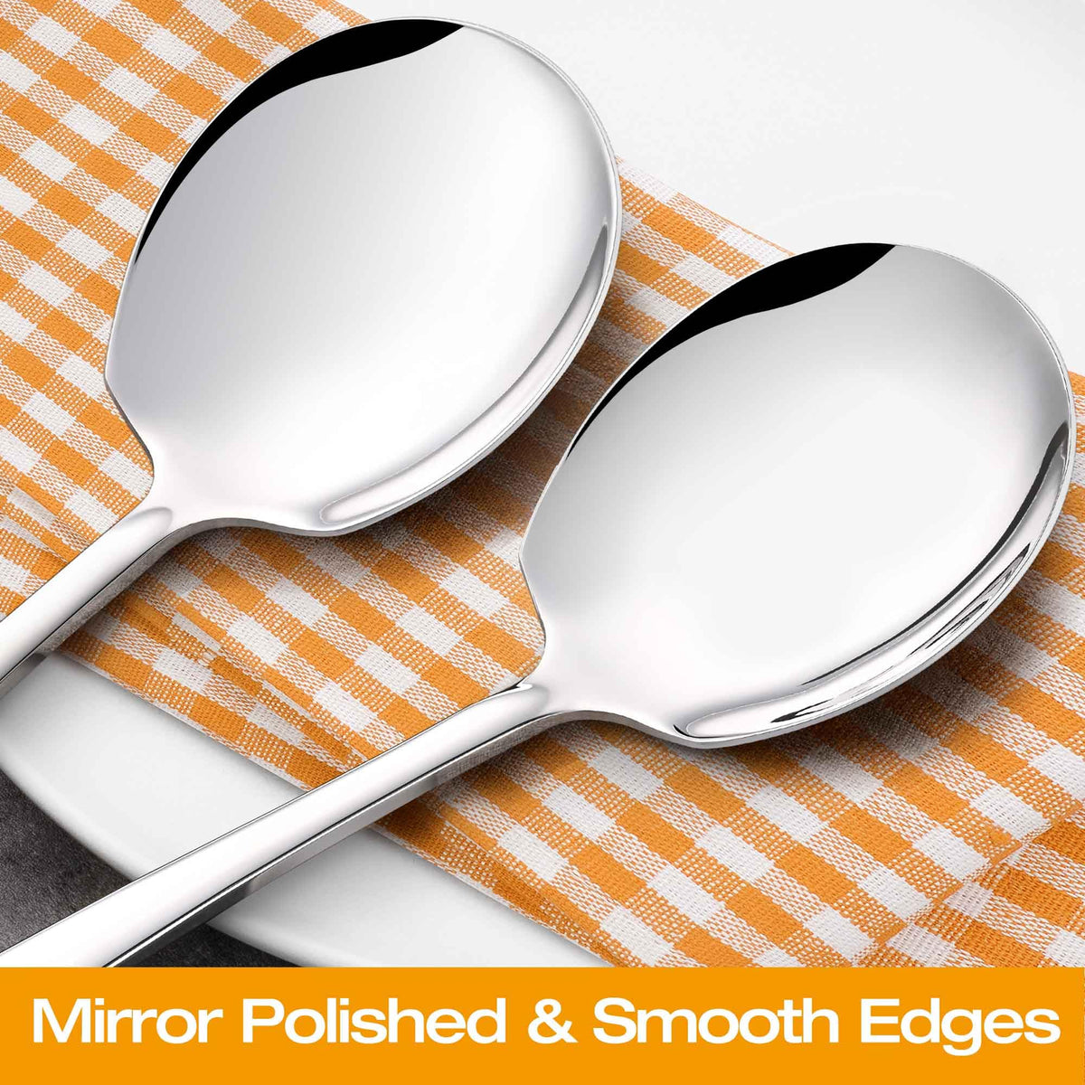 Oakibee spoon highlighting flat handle and mirror-polished finish for elegant table settings