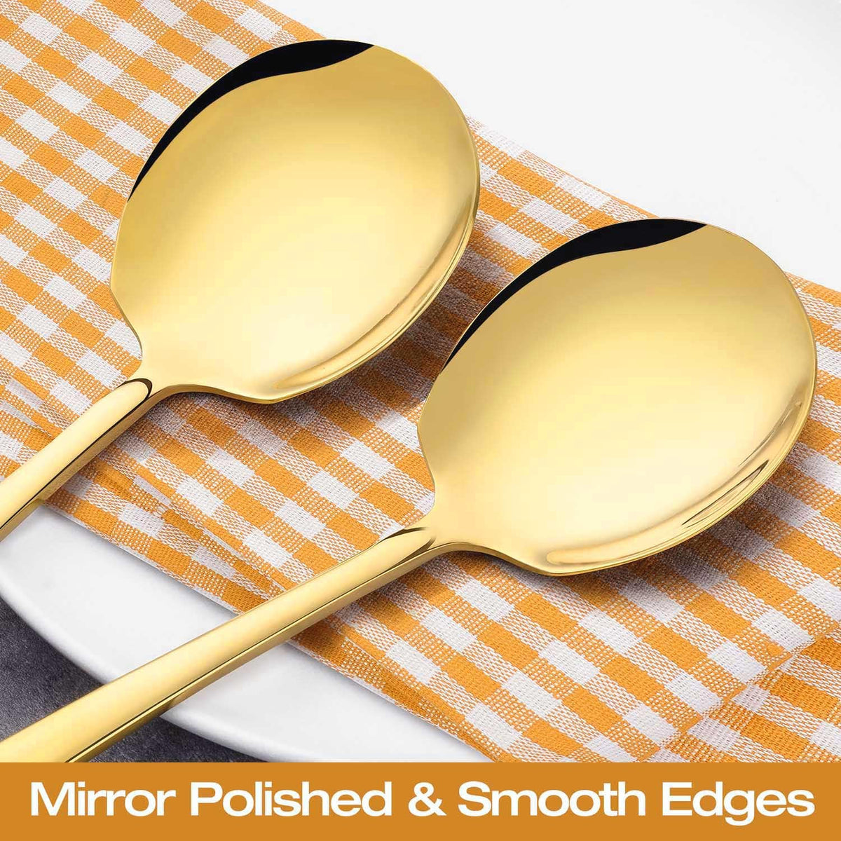 Oakibee mirror-polished gold spoon; elegant shine at table settings.