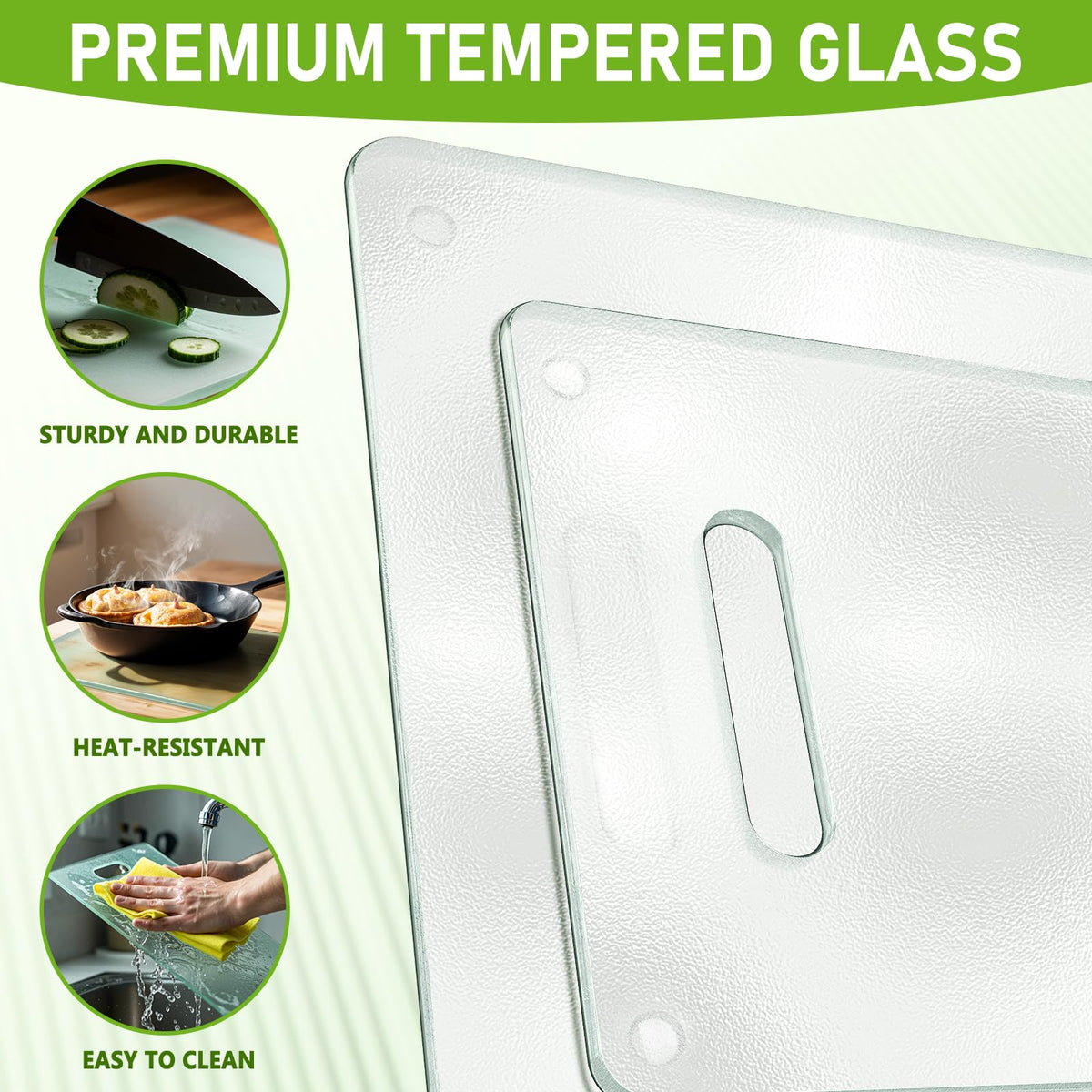 Oakjar glass cutting board non-slip surface suitable for daily kitchen use