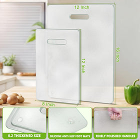 Oakjar glass cutting board with polished edges and handles