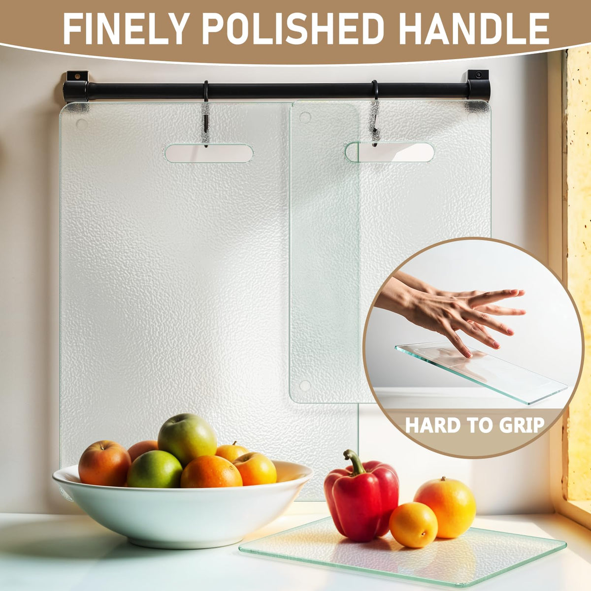 OAKJAR 12x8 glass board with handle ideal for prepping and serving.