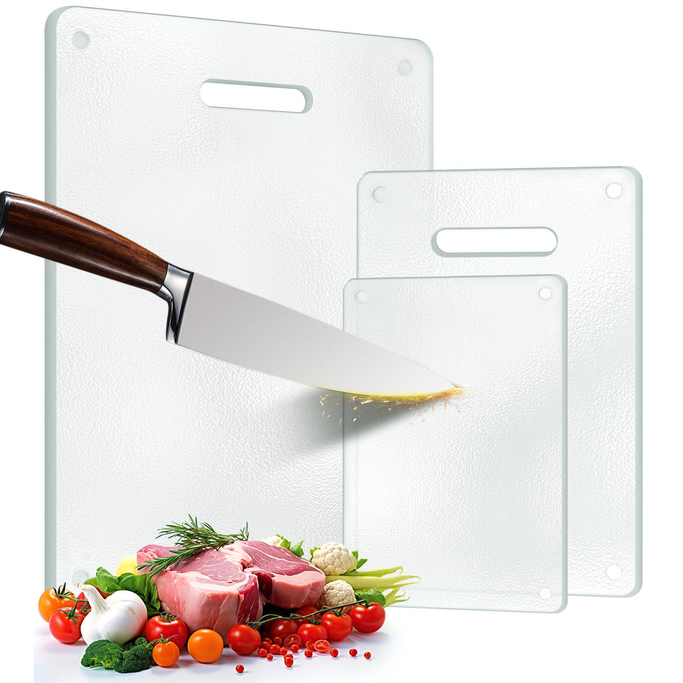 OAKJAR 16x12 glass board with handle for stable counter prep.