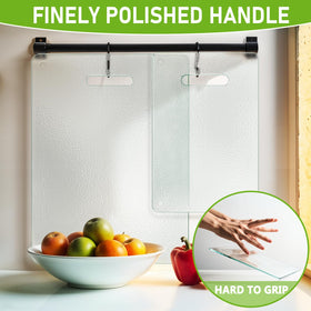 Oakjar tempered glass cutting board 12x8 with handle, easy to clean