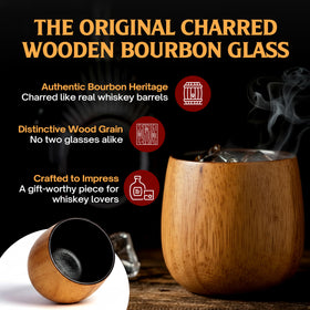 Close-up of charred finish and barrel-inspired character on Oaksip glass