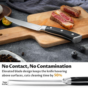 Full-tang forged handle provides balanced, fatigue-free slicing during long meals.