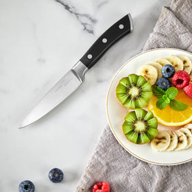 OAKSWARE paring knife full tang for stability and balance.