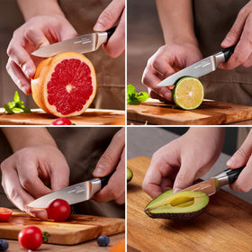 OAKSWARE 15-degree razor edge shown for effortless peeling.