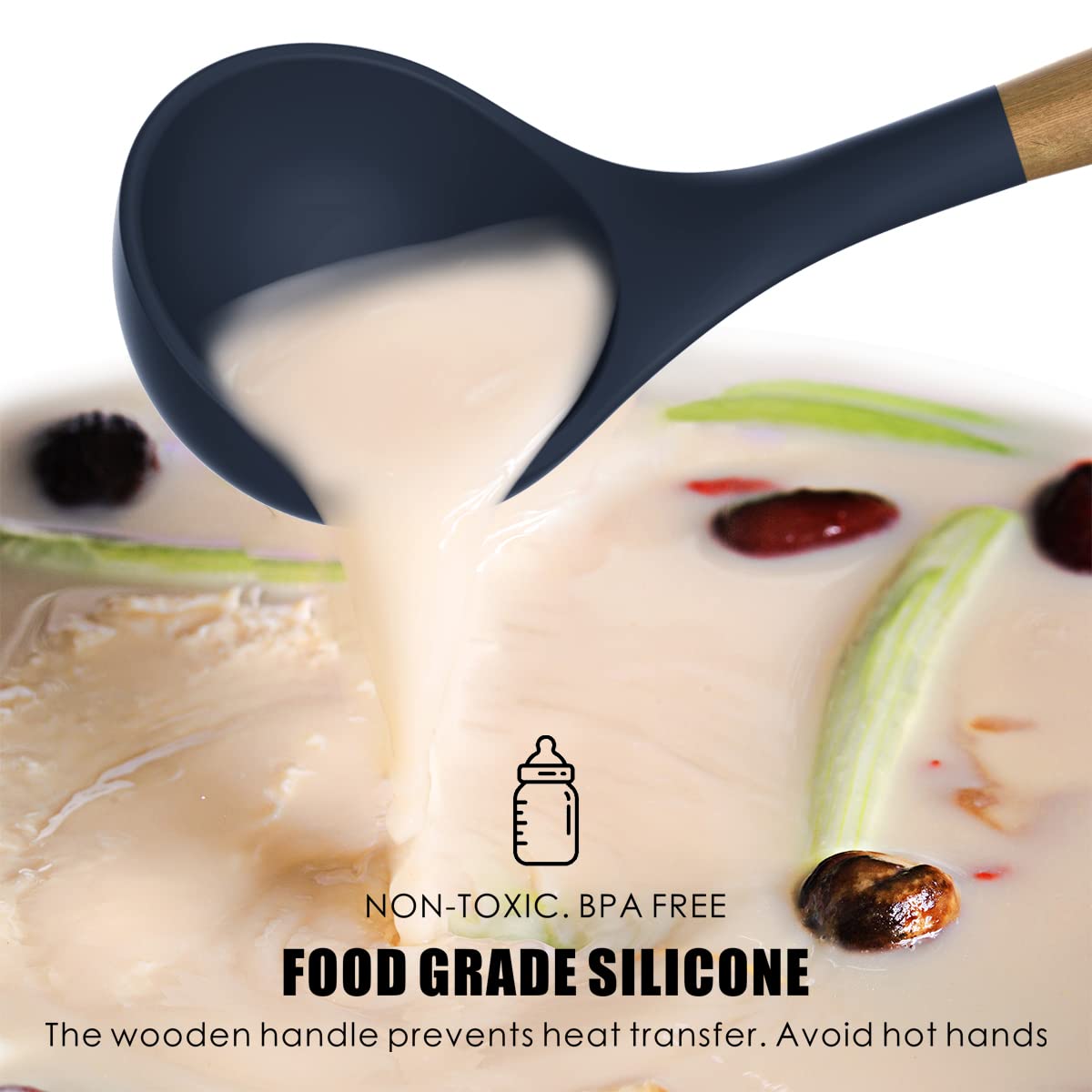 Oannao silicone tongs sturdy core for flipping and serving