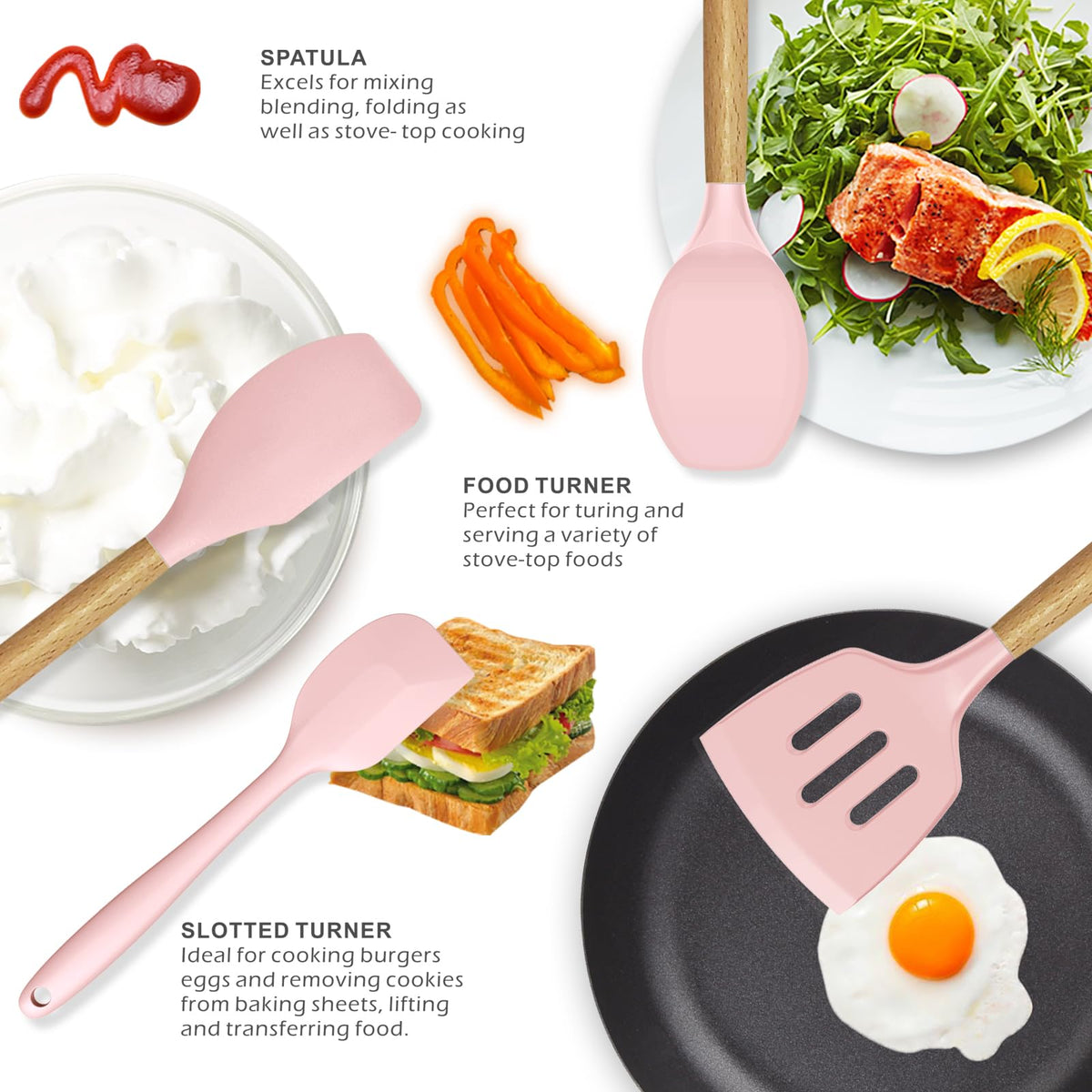 Oannao silicone tongs with heat resistant grip for safe turning