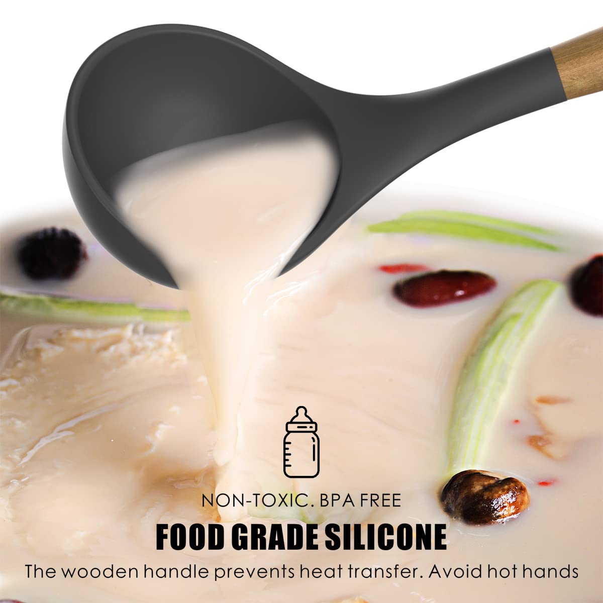 oannao silicone pasta server handles pasta without clumping