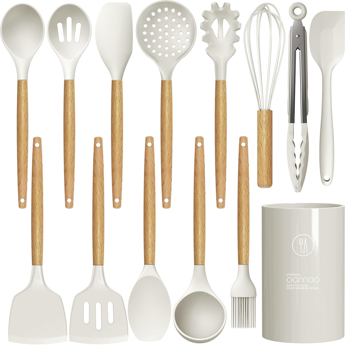 oannao cream white full set neatly stored for daily use