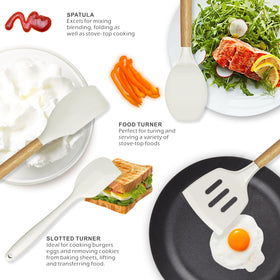 oannao cream white slotted spoon keeps foods draining cleanly