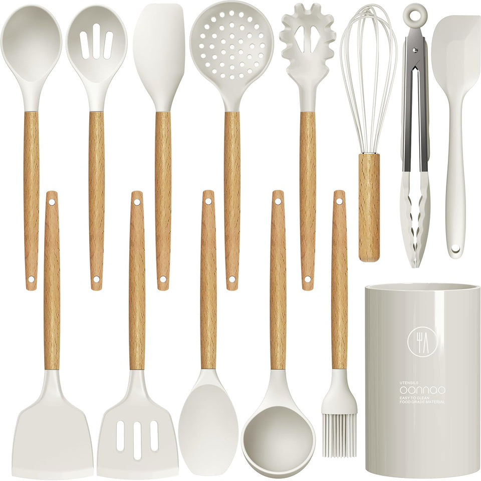 oannao cream white silicone spatula protects nonstick pans and aids precise stirring