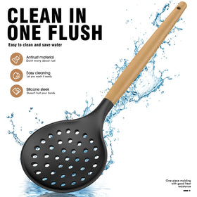 Oannao silicone utensils set hanging-hole design keeps kitchen organized.