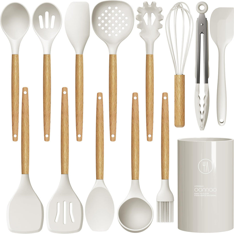 oannao silicone utensils heat-resistant spatula for high-heat cooking and non-stick protection.