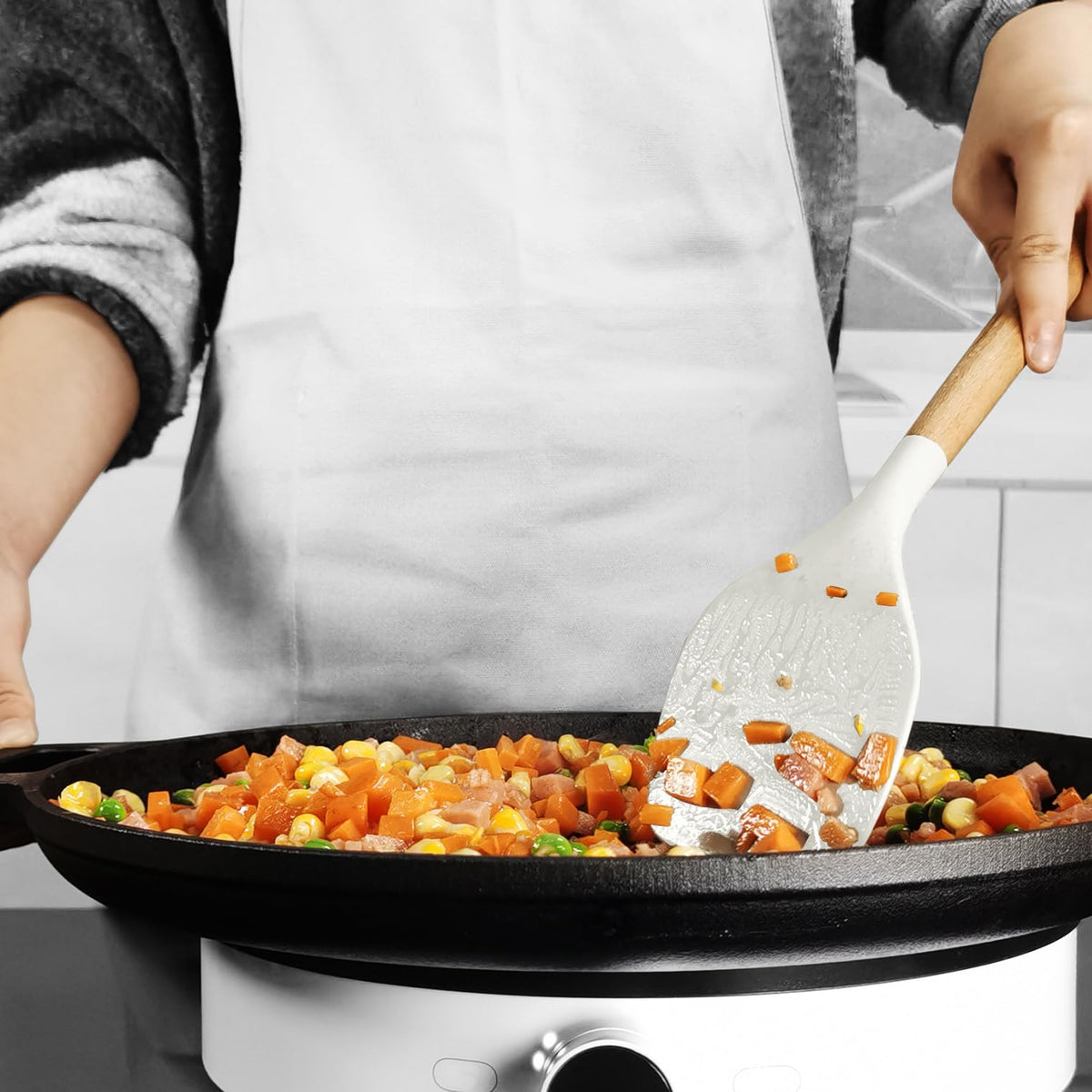 oannao silicone utensils slotted spoon convenient draining and serving.