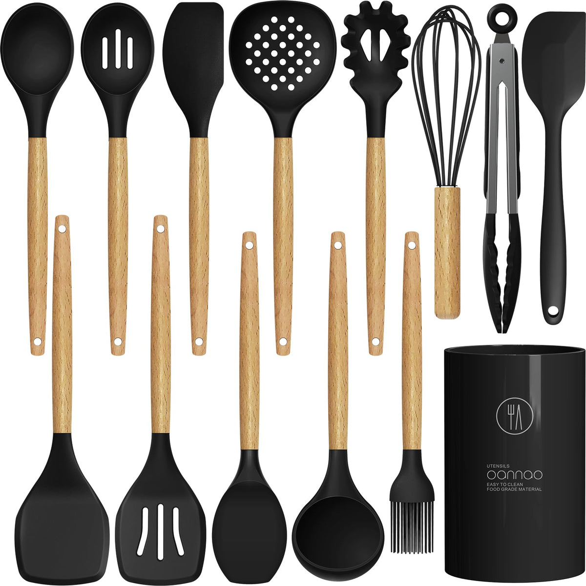 oannao silicone spatula head protects non-stick pans while stirring