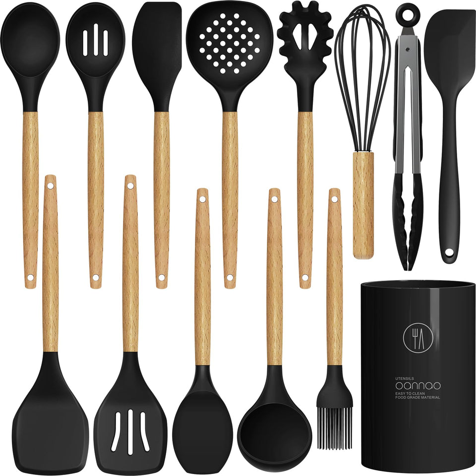 oannao silicone spatula head protects non-stick pans while stirring