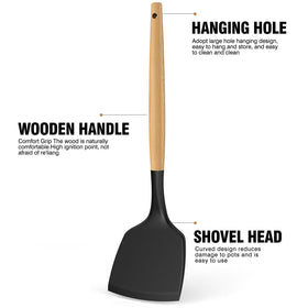 Oannao silicone utensils set stainless-core reinforcement for lasting strength.