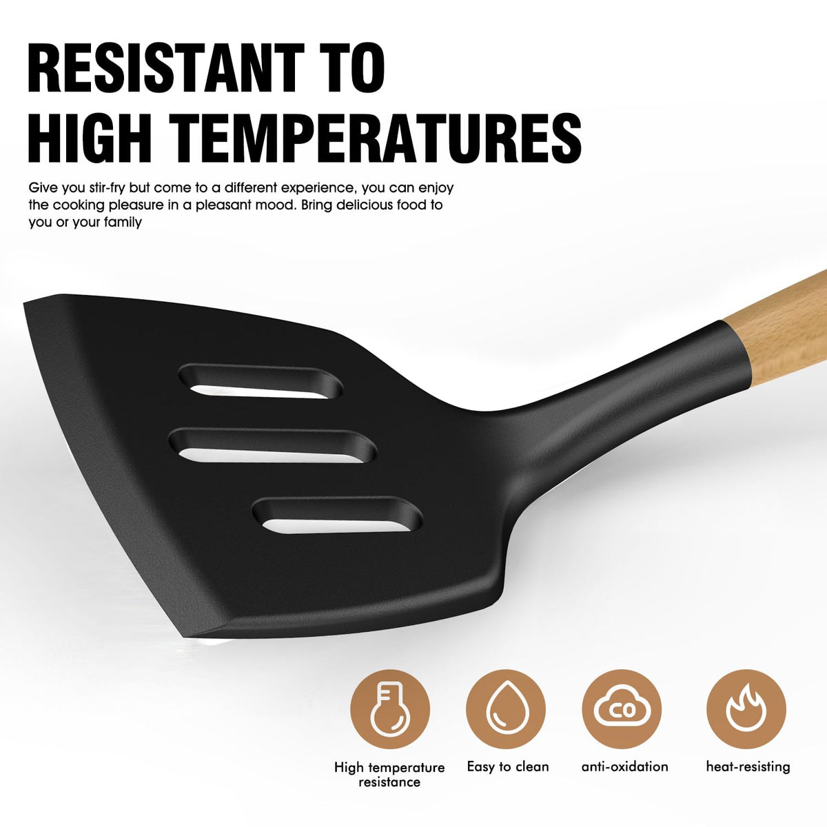 Oannao silicone utensils set turner for flipping pancakes without scratches.