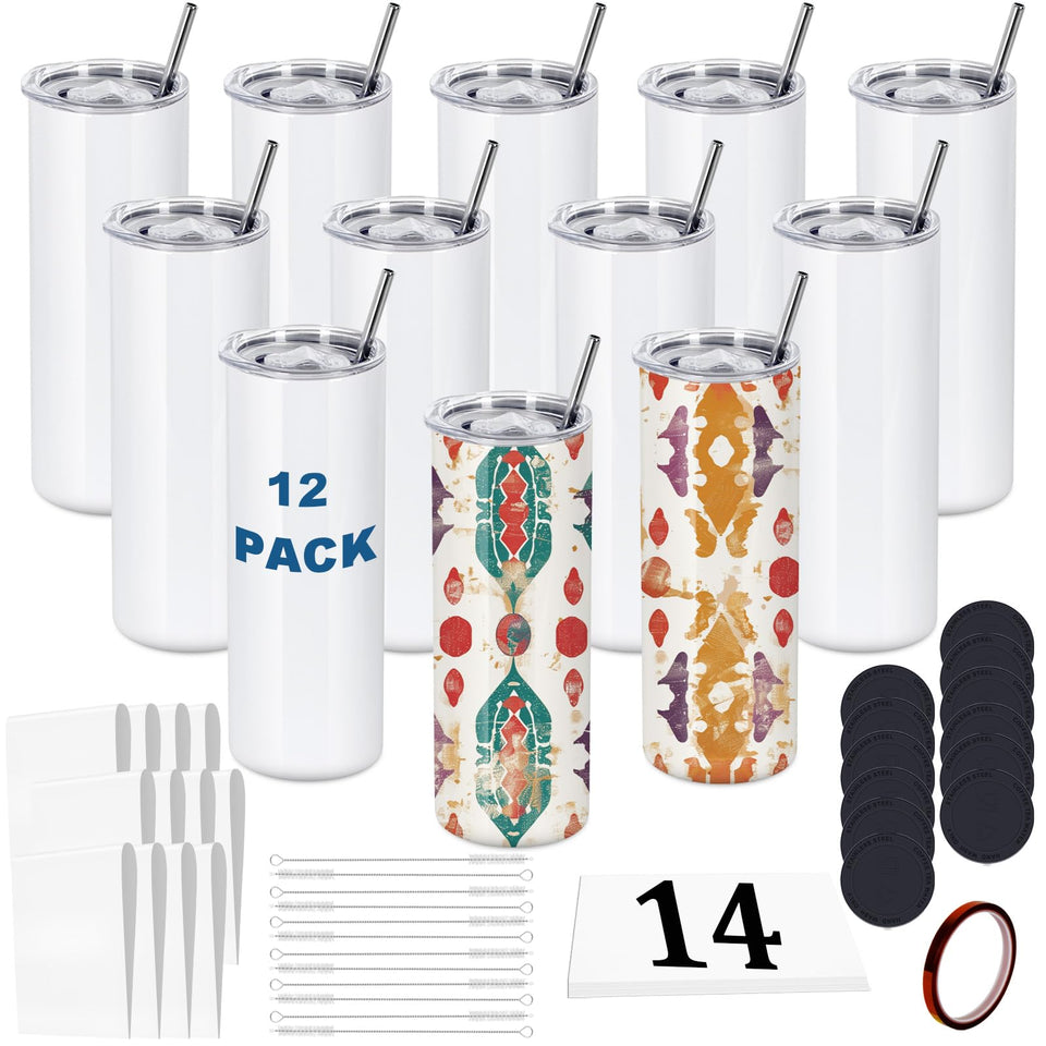 oaptuza 20 oz skinny tumbler with sublimation-ready surface for vibrant designs.