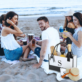OATALY monogrammed tote bag side view showing spacious interior for daily use.