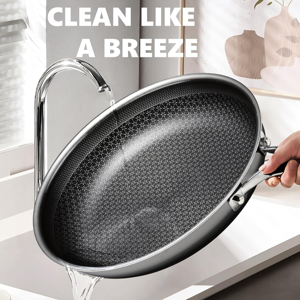 OATOFP non-stick surface provides effortless cleanup after cooking.
