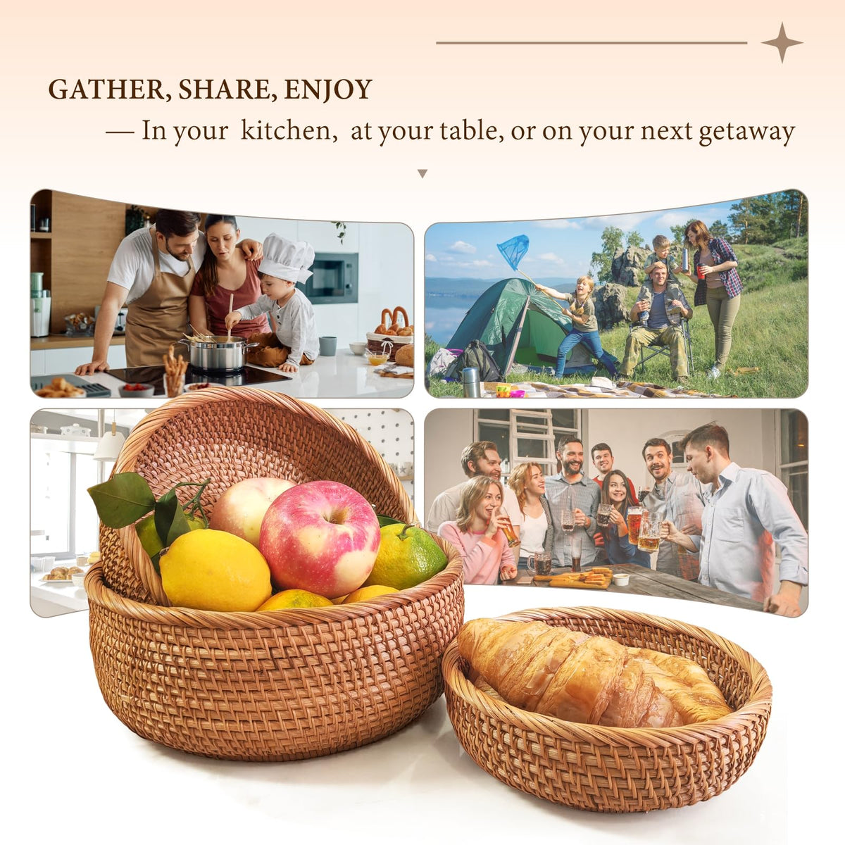 Oavostd natural fruit basket on a kitchen counter supports organized display.