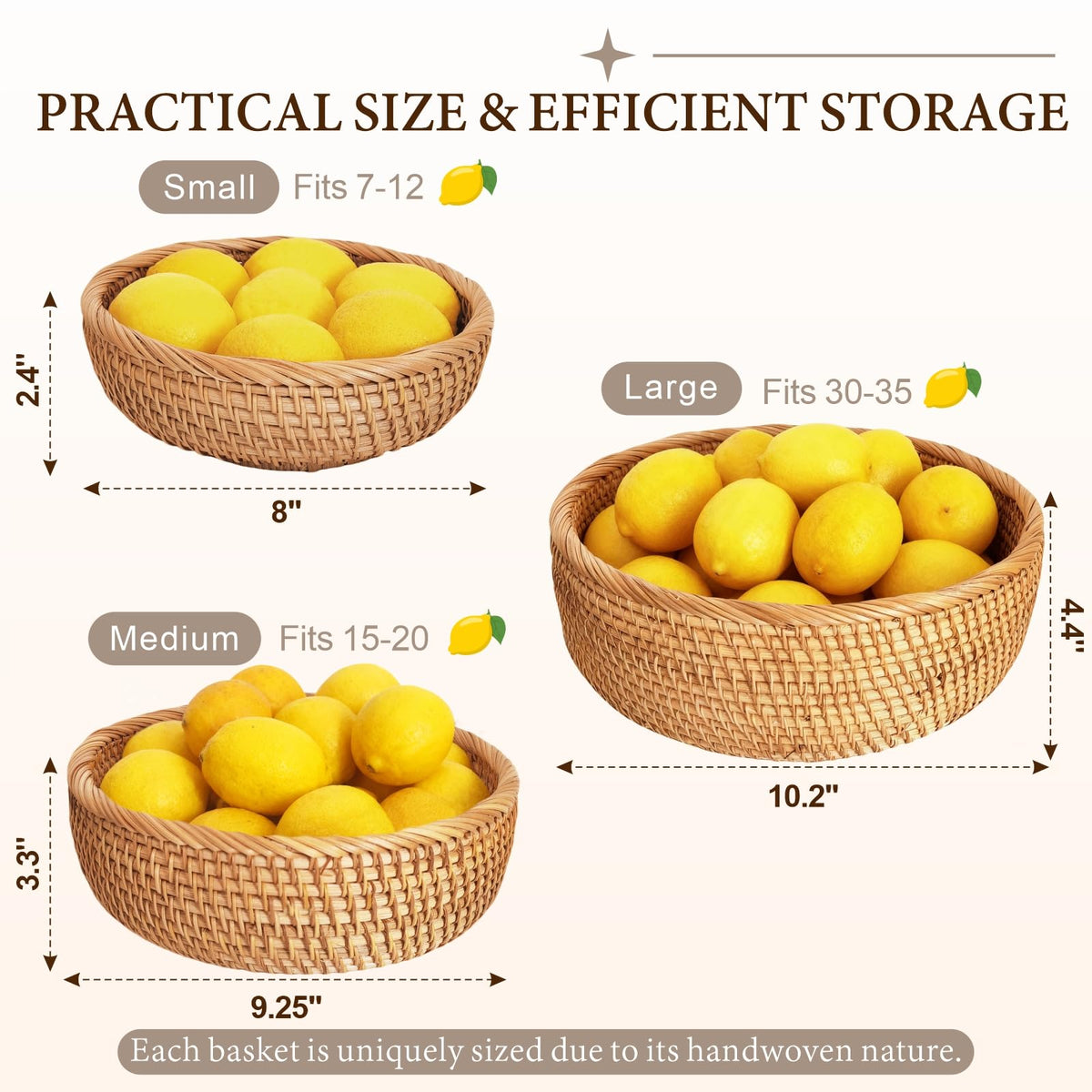 Oavostd stackable bread basket set helps save space on counters.