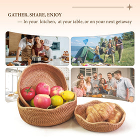 Oavostd Wave Medium basket holding fruit and snacks with natural rattan texture.