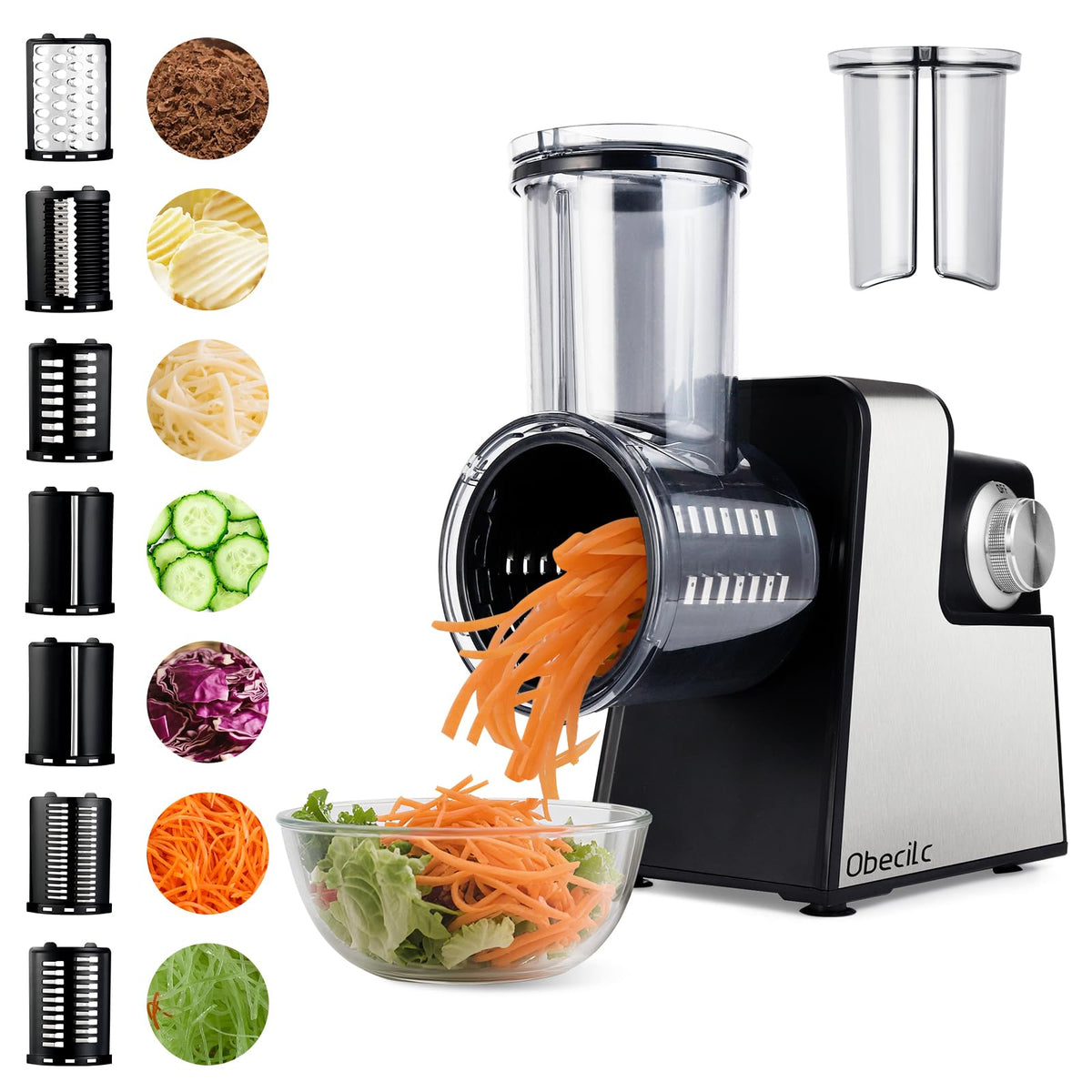 Obecilc upgraded 300W cheese grater front view for quick prep