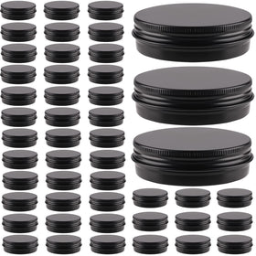 OBKJJ 48-pack aluminum round cans with lids for organized storage and DIY projects.