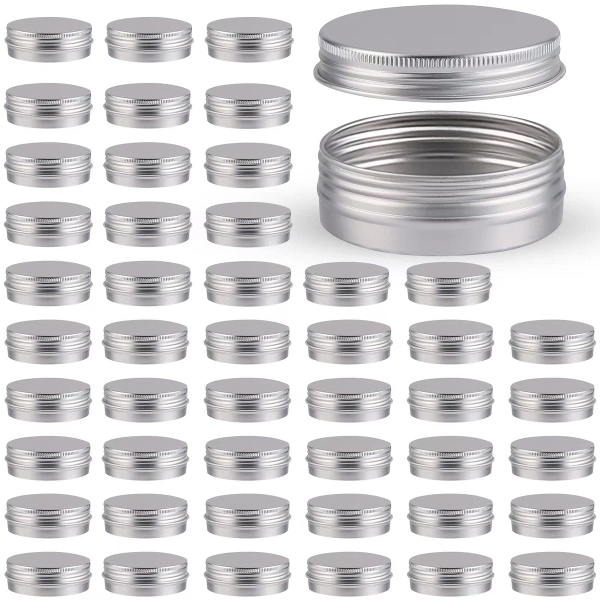 OBKJJ 48-pack aluminum cans with lid in silver for versatile storage