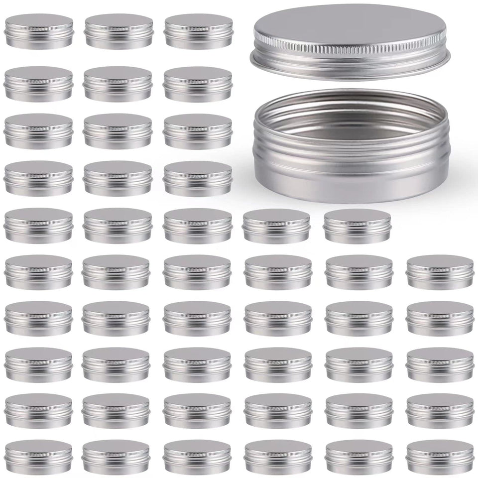 OBKJJ 48-pack aluminum cans with lid in silver for versatile storage