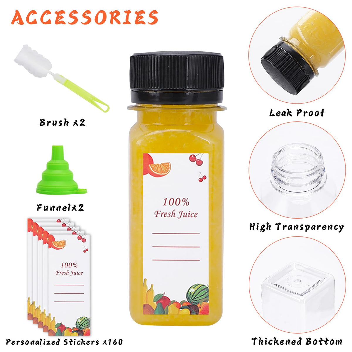 OBKJJ clear beverage containers showcase drinks at a glance.