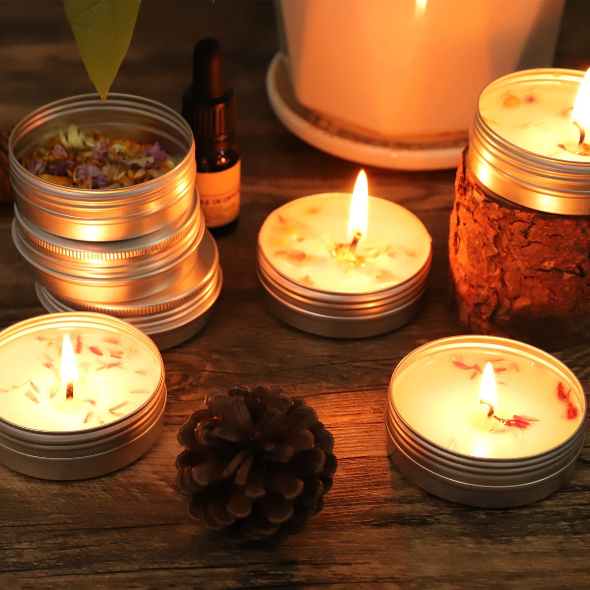 OBKJJ compact tin for jewelry organization and crafts in silver