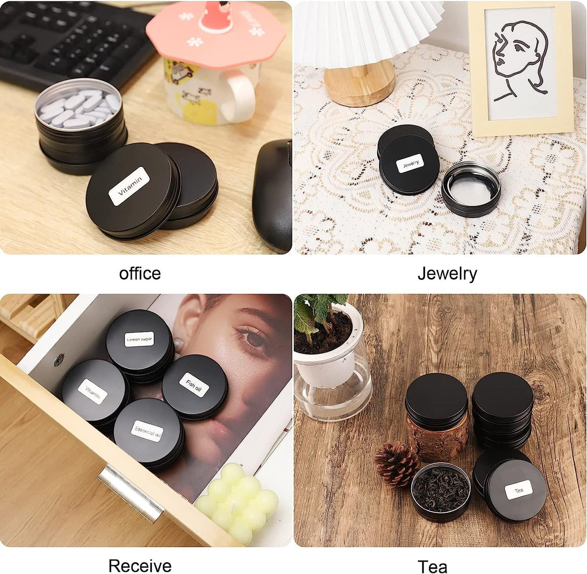 OBKJJ versatile tins suited for candles, balms, spices, or small crafts.