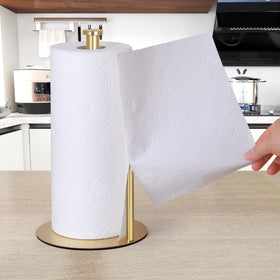 OBODING gold countertop paper towel holder top cap aids easy transport between rooms.