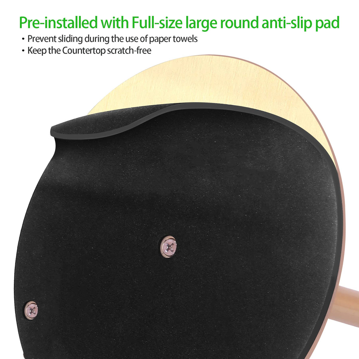 OBODING gold countertop paper towel holder with roll provides effortless towel access.