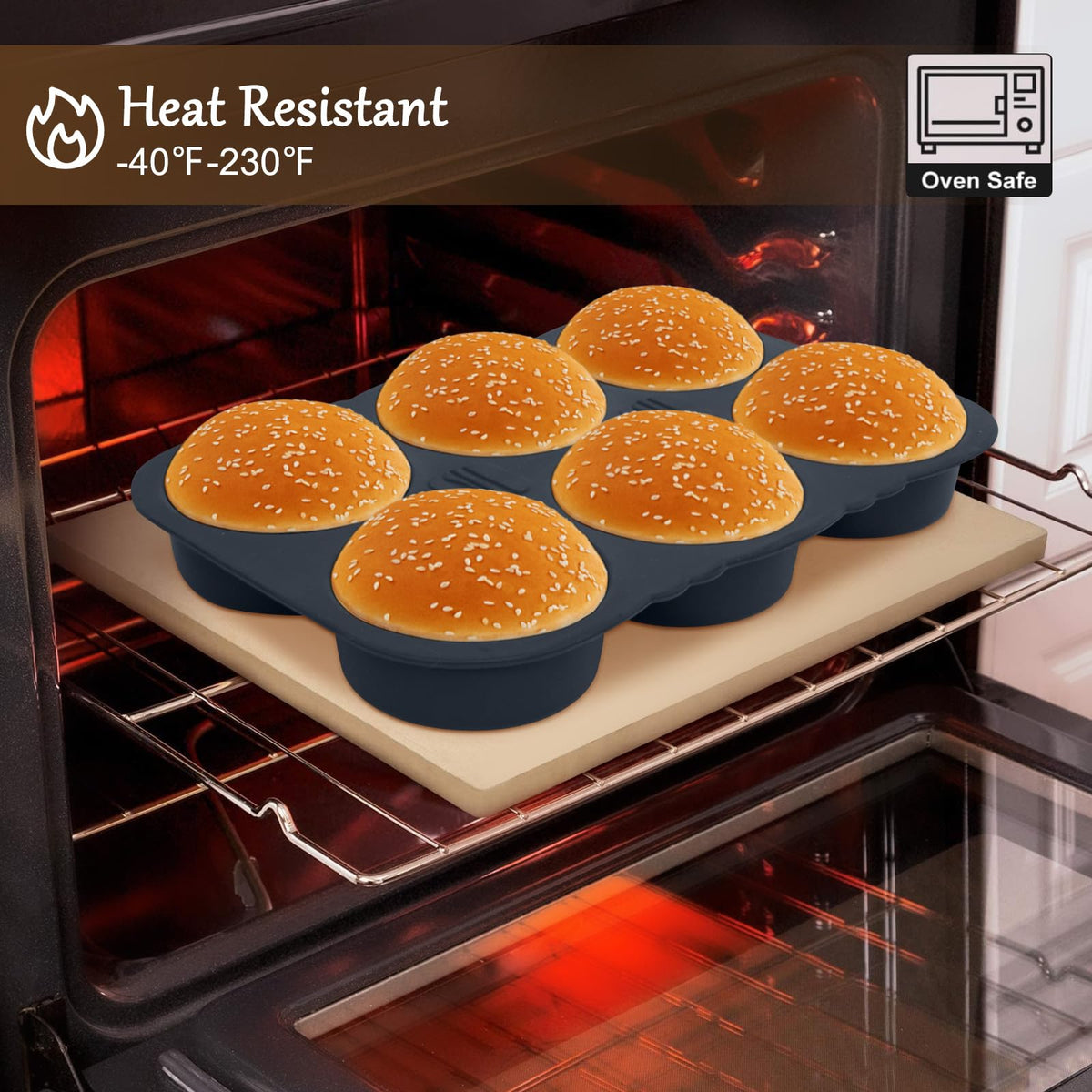 Obsoorth heat-safe bun pan handles freezer to oven use