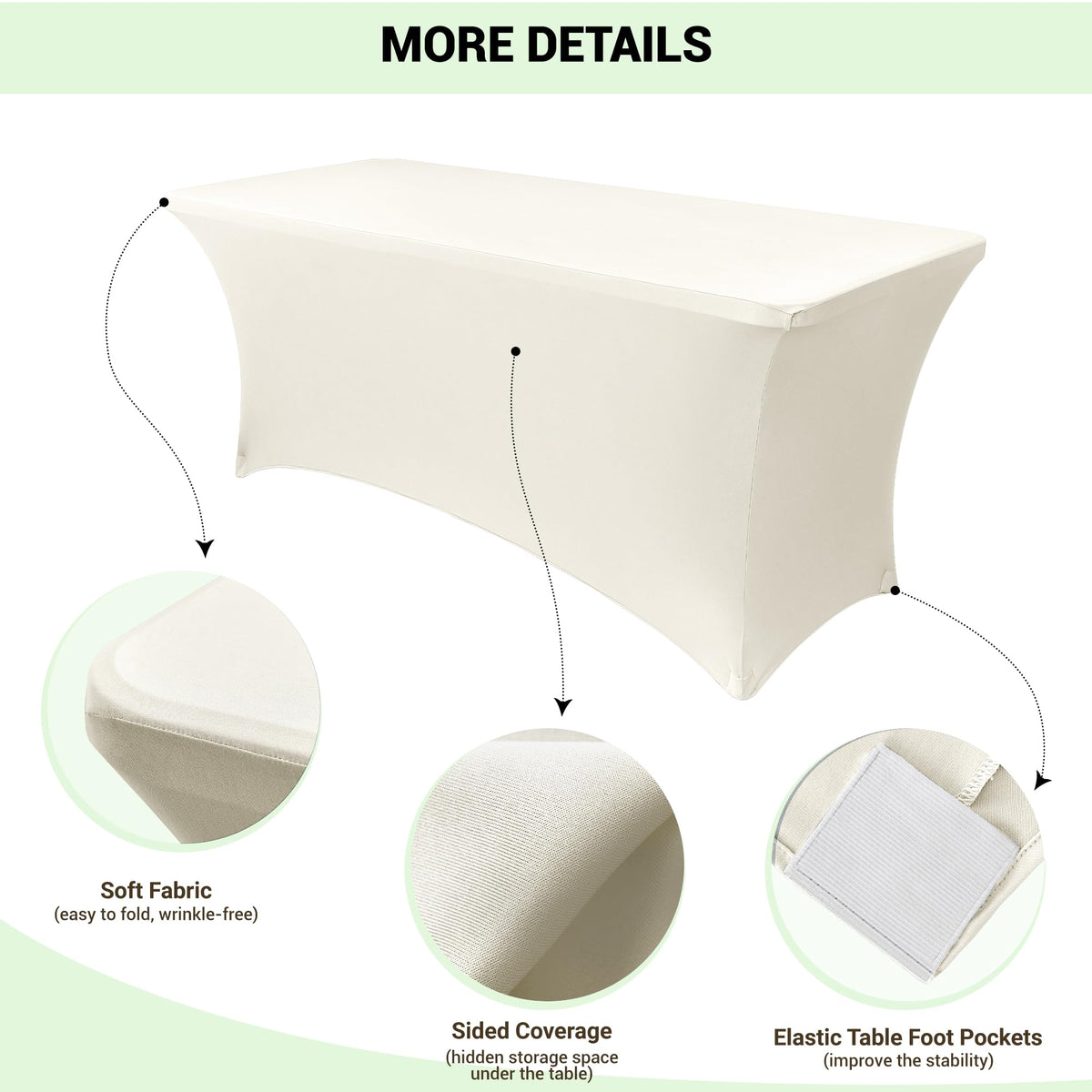Obstal table cover showing four elastic leg pockets securing legs.