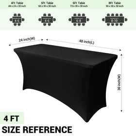 Obstal 4ft stretch spandex table cover on banquet table enhances setup with clean uniform look.