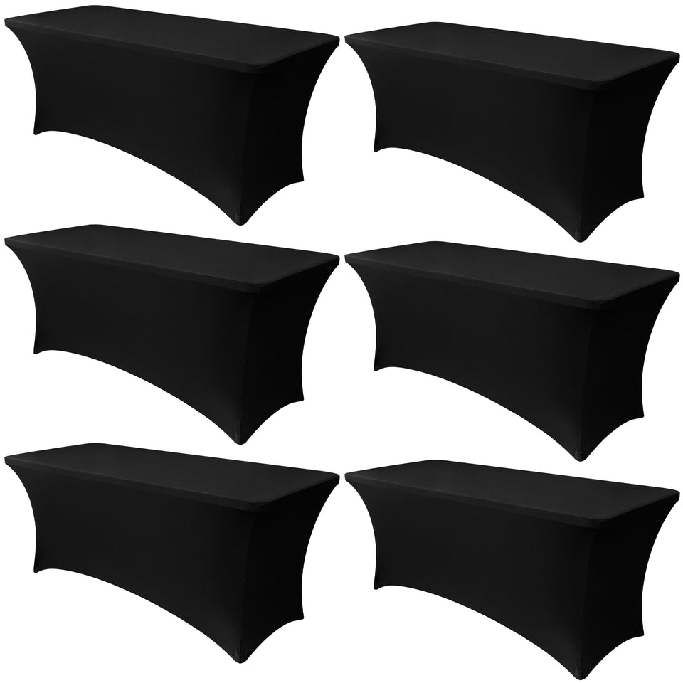 Obstal 6-pack stretch table cover on a 72x30 table provides a snug, uniform finish.