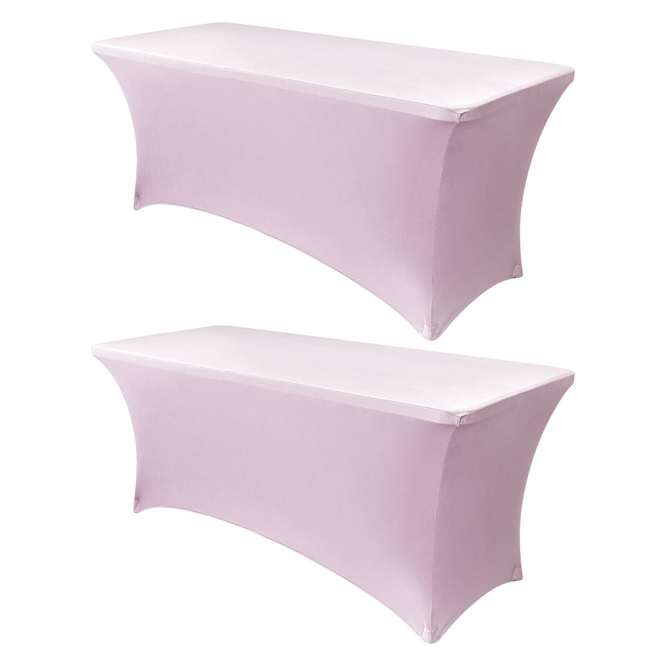 Obstal 6ft stretch table cover on folding banquet table showing seamless fit