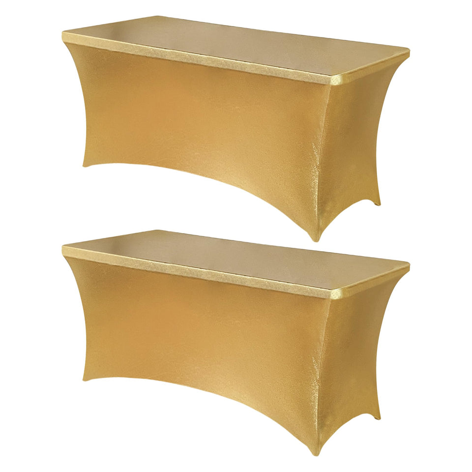 Obstal 6ft stretch table cover on a folding table for a seamless, professional presentation.